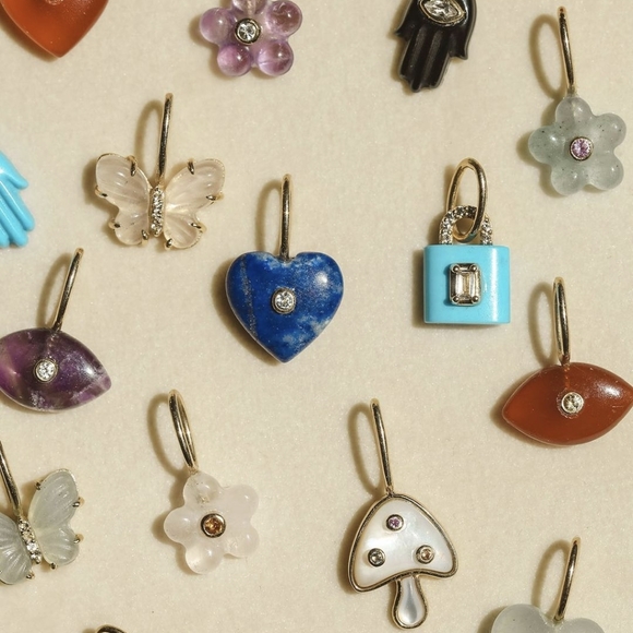 14k Gold Rose Quartz and White Sapphire butterfly pendant - one of a kind - Picture 5 of 5